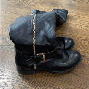 Black long knee high boots